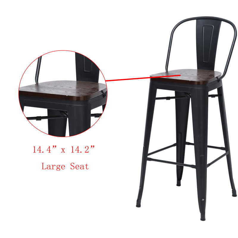 Rosenberry Counter Stool with Metal Frame, Bar Stool (30" Seat Height), Matte Black