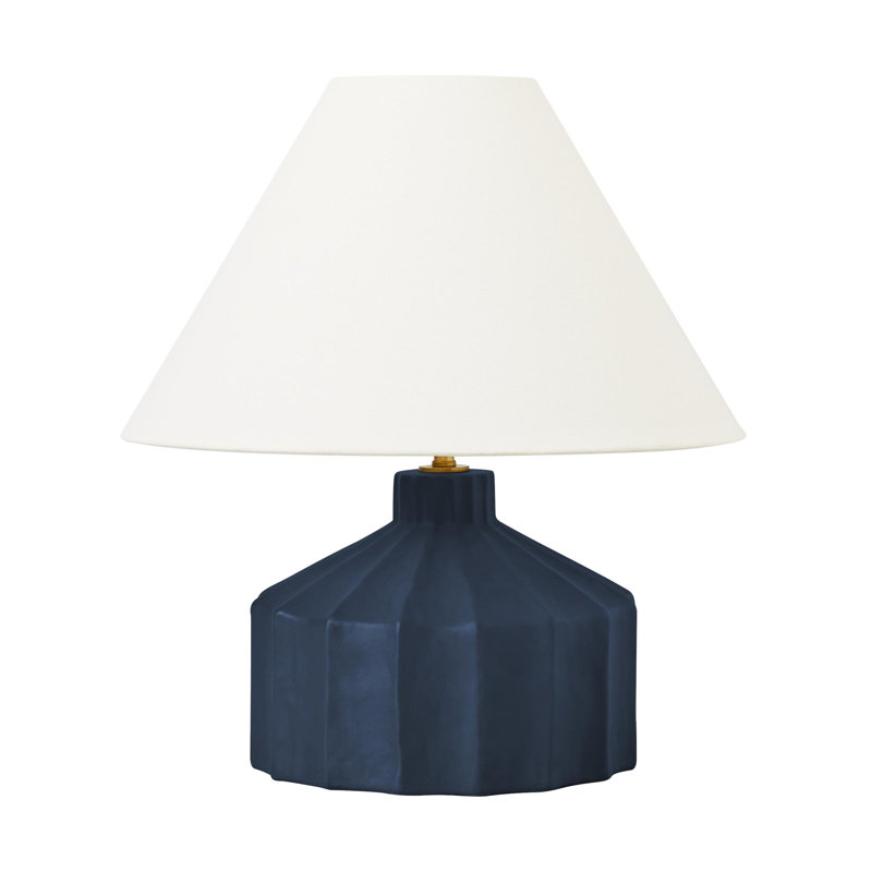 Lampe de table Leesa, Bleu mat, H 16,5 po x l 15 po x P 15 po