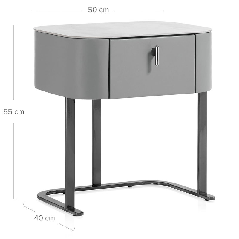 47.5cm W Metal Bedside Table, Grey