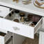 Bureau de coiffeuse Aurey avec miroir pliable et lumières réglables
