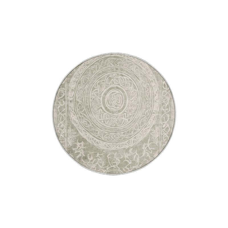 Machine Washable Beige Area Rug, Round 5'