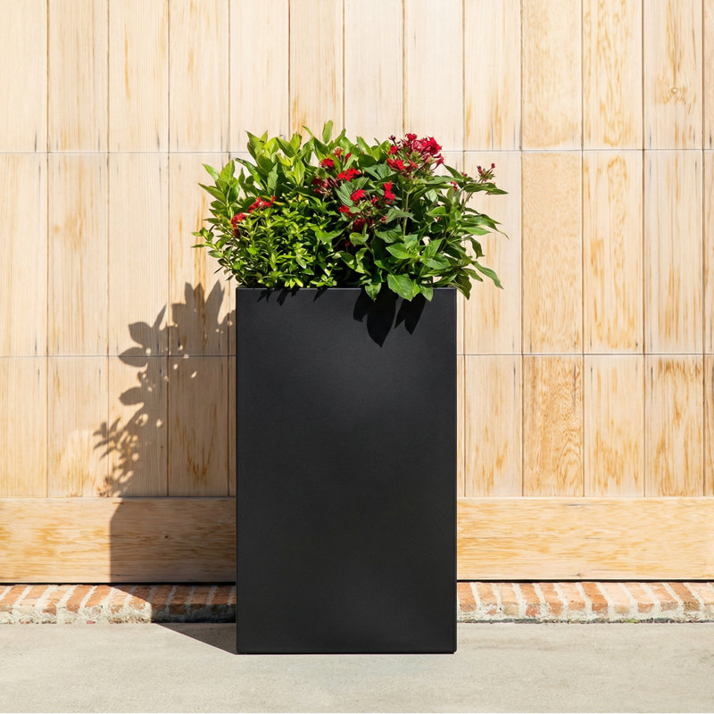Rectangular Metal Planters for Outdoor Plants, 30" H x 16" W x 10" D