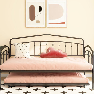 Lit de jour simple noir avec couchette - soutien, chambre à coucher