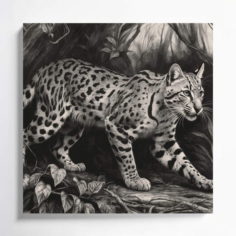 «Big Cats», art mural brun sur toile Ocelot, H 16 po x l 16 po