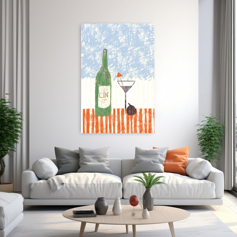Art mural rétro, gin et gin, H 60 po x l 40 po