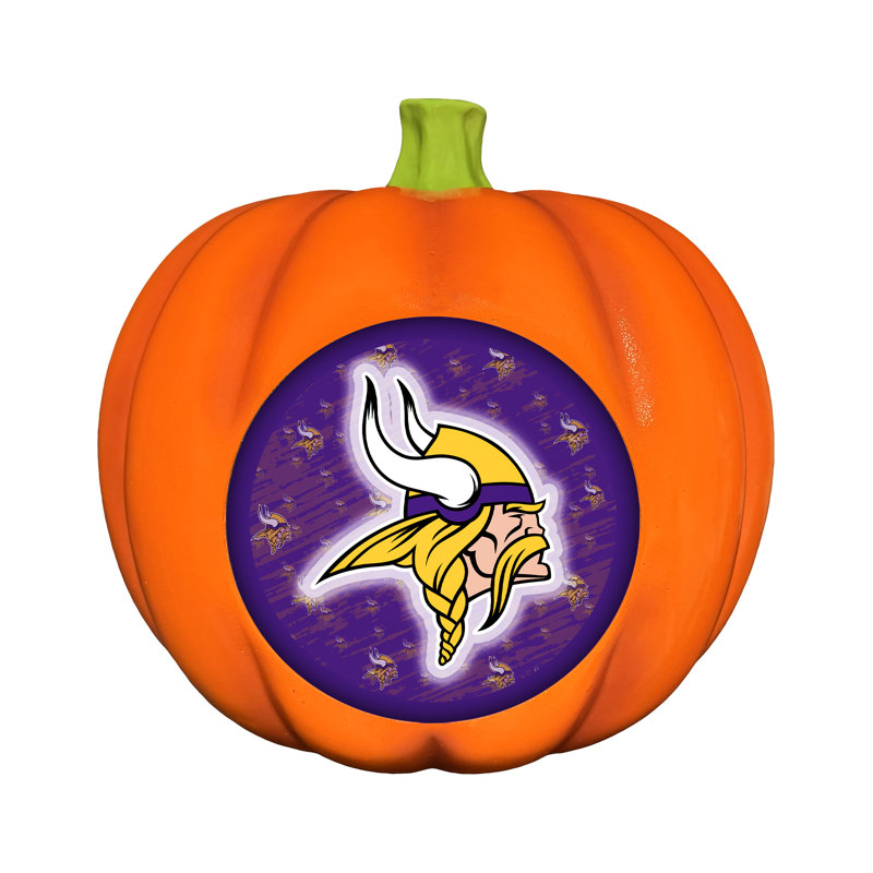 Décoration citrouille en résine avec logo LED 3D des Vikings du Minnesota (NFL) | 25 cm