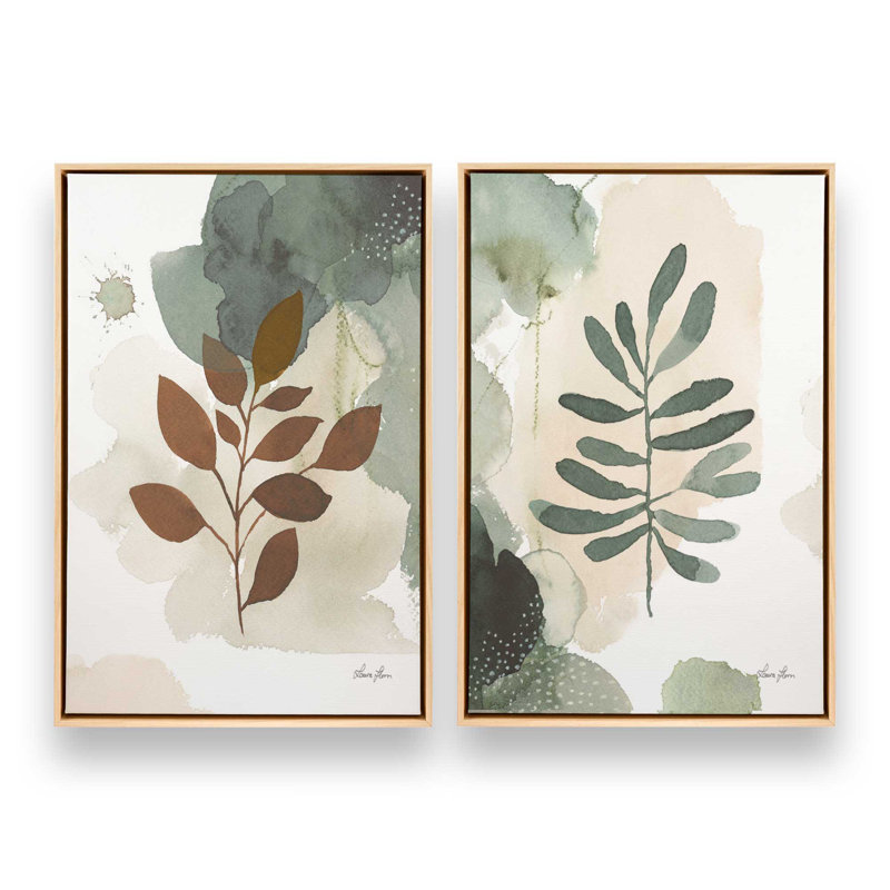 Ensemble de 2 feuilles harmoniques duo I, Cadre américain en érable flottant, H 49 po x l 66 po