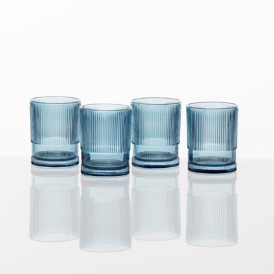 Fortessa Noho Glass, 9.85 Oz. Double Old Fashioned (Set of 4), Blue