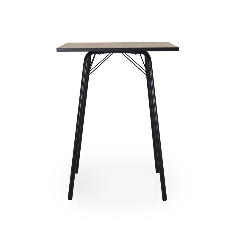 Flow Oak Solid Wood Top Metal Base Dining Table