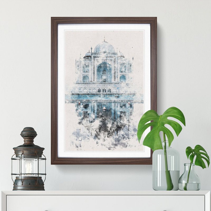 The Taj Mahal in Agra India - Picture Frame Graphic Art, Walnut Framed, 33cm H x 24cm W x 2cm D