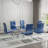 Daarina Modern Dining Table Set, Large Rectangular Glass Table with Silver X-Base and Faux Leather Cantilever Chairs-57360905-6663502
