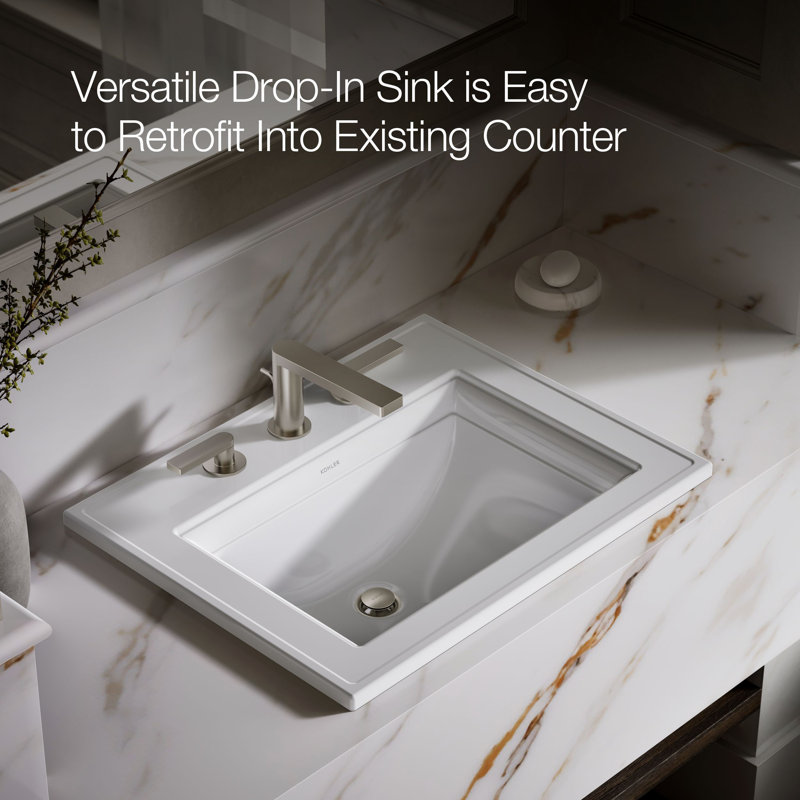 Memoirs® Stately Drop-in Bathroom Sink, White, 8" Centers