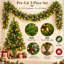 3-Piece Pre-Lit Christmas Tree and Garland Set with 210 Warm White LEDs