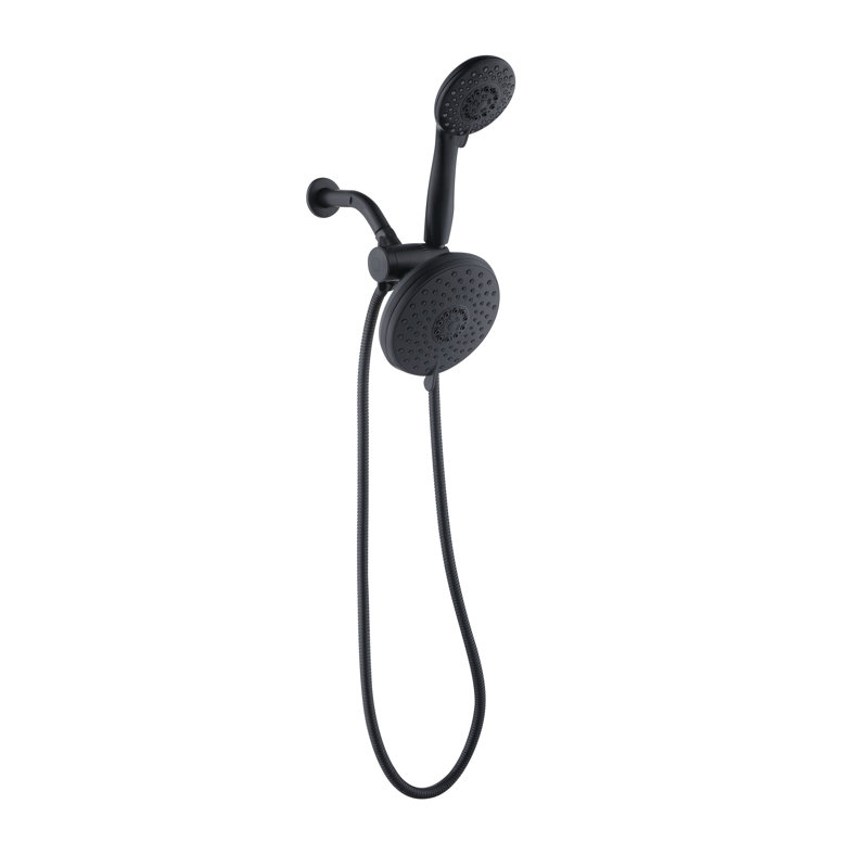 Pomme de douche double à 5 jets et combiné à main, système de douche à fixation au mur réglable de 1,8 gallon par minute pour économiser l'eau, système de douche mural chromé