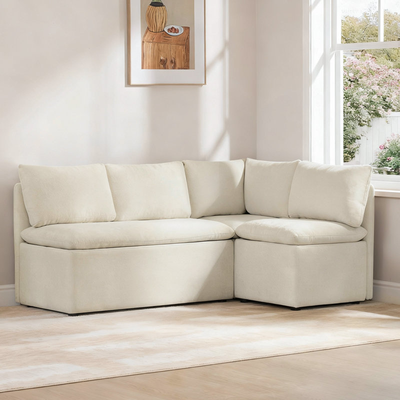 Upholstered Corner Dining Banquette with Storage, Linen