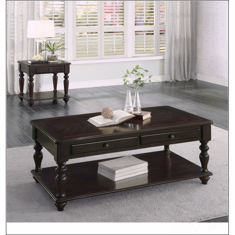 Modern Traditional Style End Table with Drawer and Bottom Shelf Espresso Finish Living Room Furniture 1pc