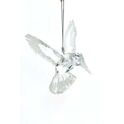 Ornement figurine en plastique transparent scintillant hummingbird