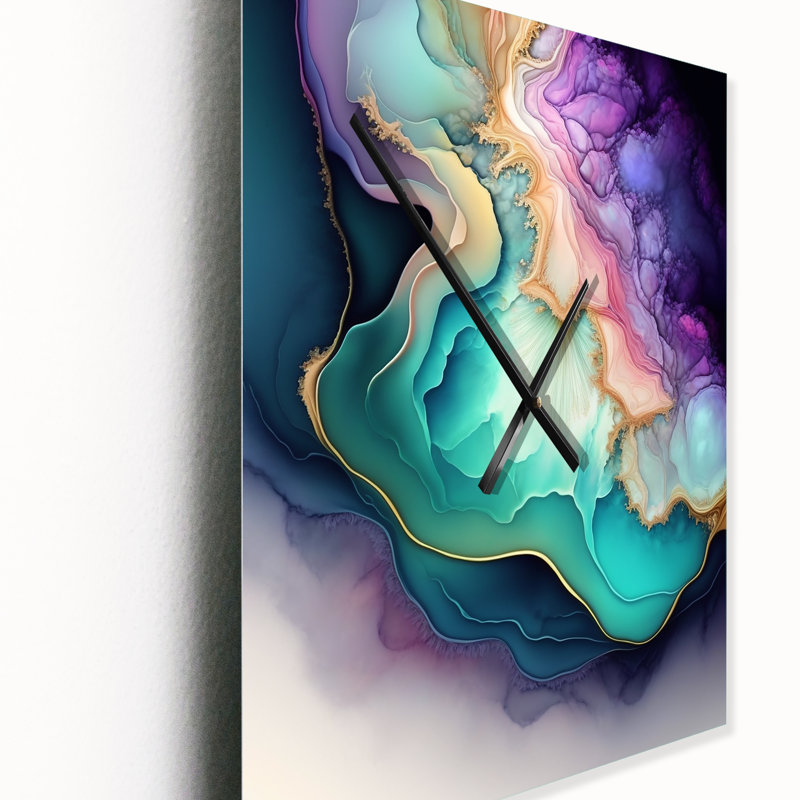 Irys - Abstract Marble Wall Clock Oversized, 32" H x 24" W x 1" D