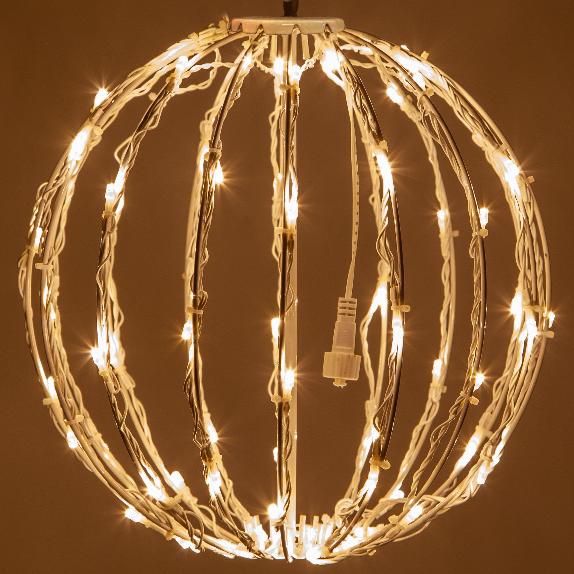 Fold-Flat LED Metal Lighted Outdoor Decoration, 12" H x 12" W x 12" D, Warm White
