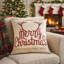 Housse de coussin décoratif, Merry Christmas, rouge avec accents dorés, carré de 20 pouces