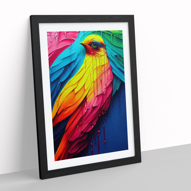 Bird No.4 - Single Picture Frame Painting, Black, 64cm H x 46cm W x 2cm D