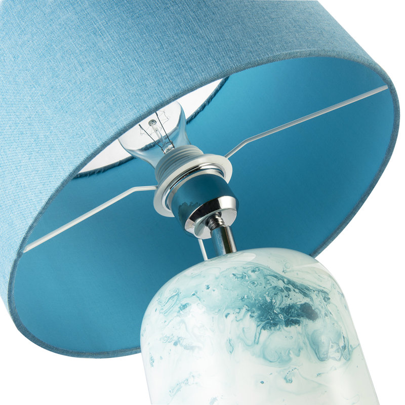 Glass Table Lamp, Teal/White, Teal