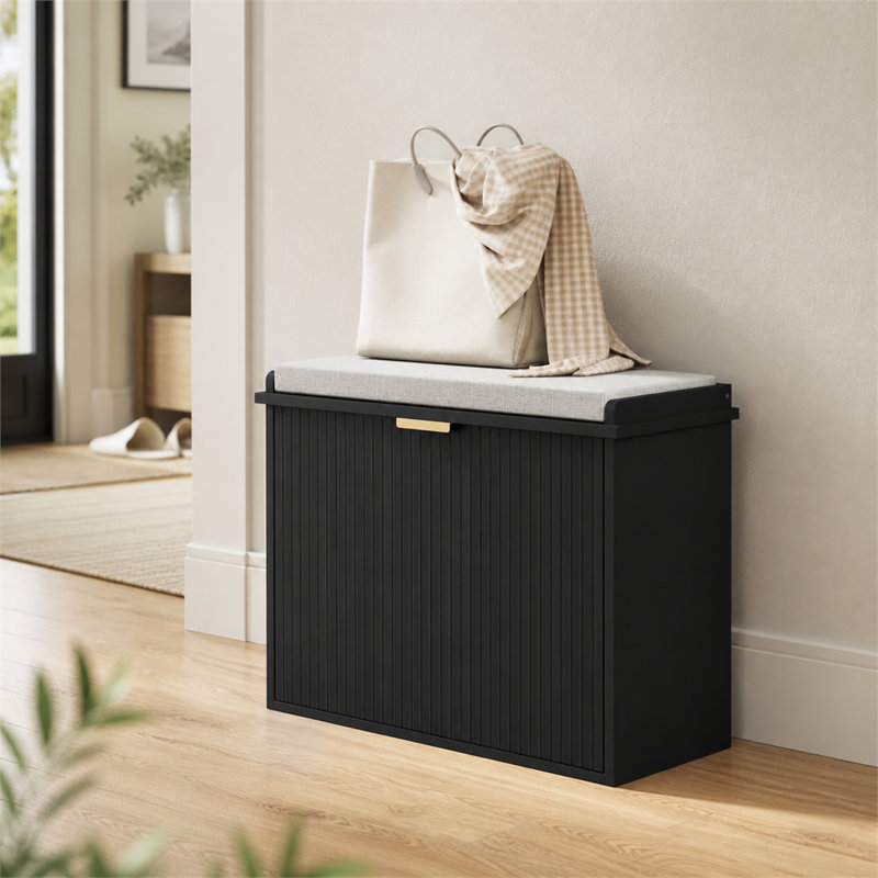 Banc de rangement étroit pour chaussures avec tiroir rabattable réglable