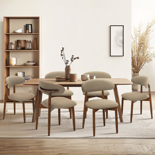 Upholstered Solid Wood Side Chair Dining Chairs (Set of 6)
