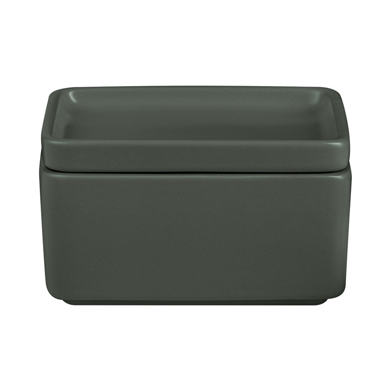 Agave Green Stoneware Butter Dish and Condiment Server