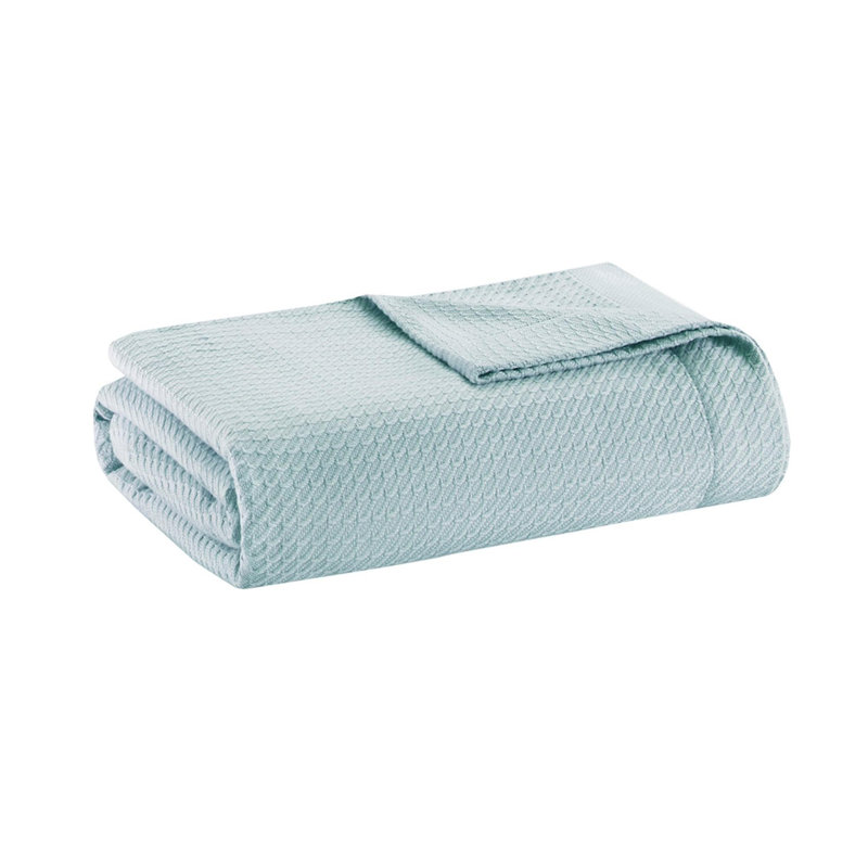 Couverture douce en coton 1pc, Bleu clair, Grand lit