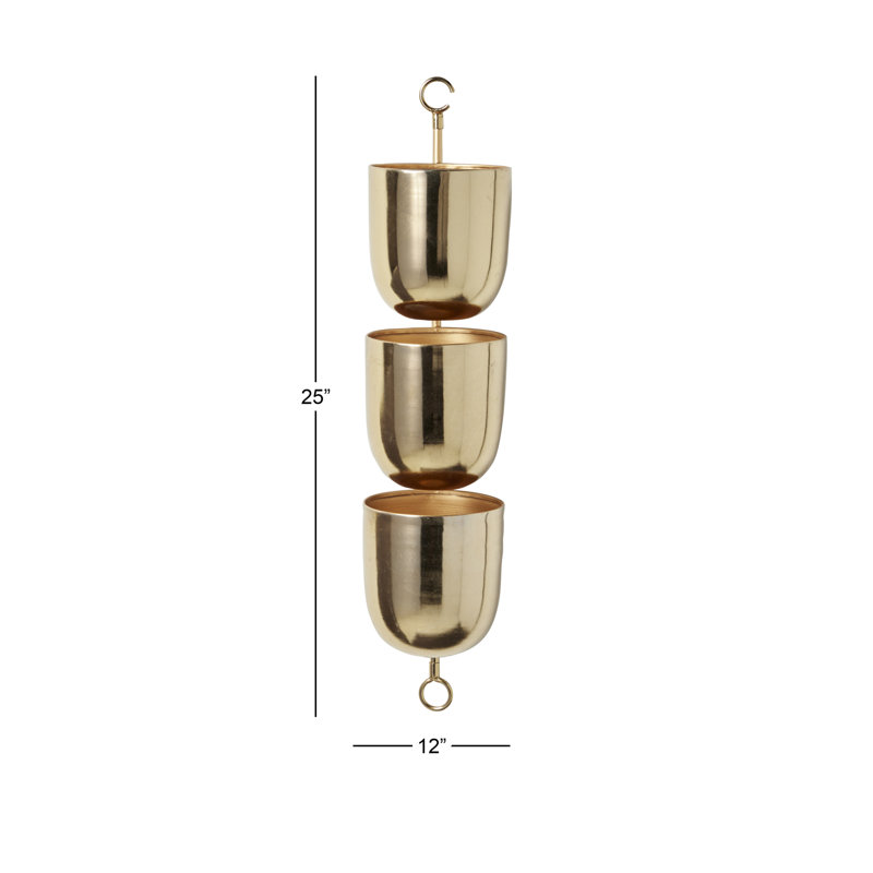 Gold Metal 3-Tier Indoor/Outdoor Hanging Wall Planter