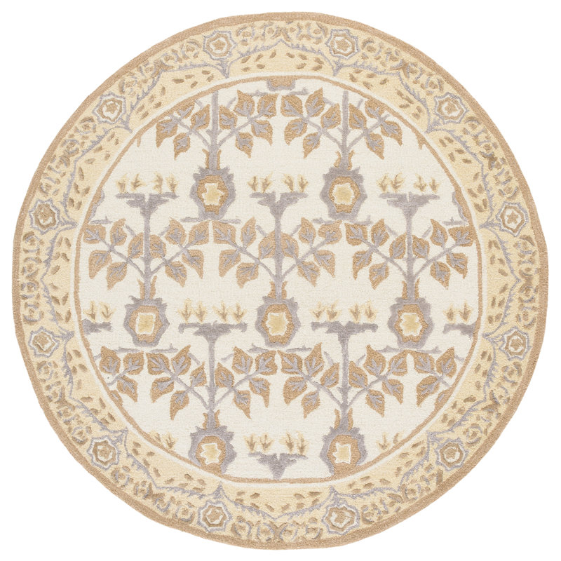 Earthly Treasures Hand Tufted Wool;Cotton;Viscose Floral Indoor Rug, Round 6'