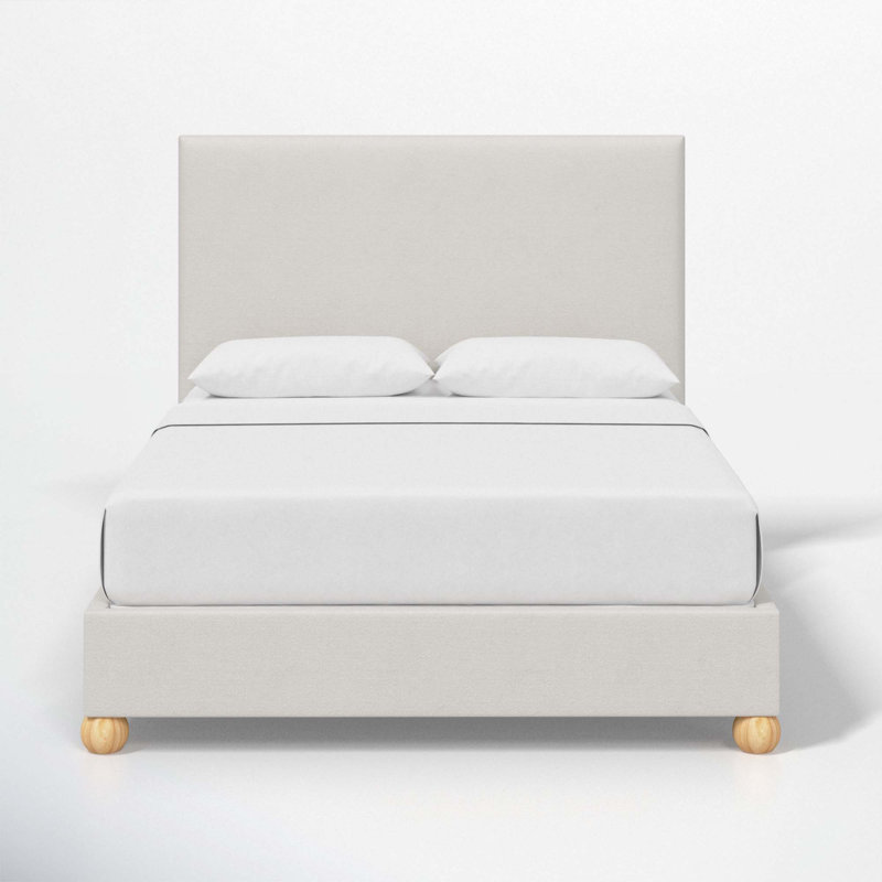 Benita Upholstered Standard Bed, California King, Bella Light Gray Performance Velvet