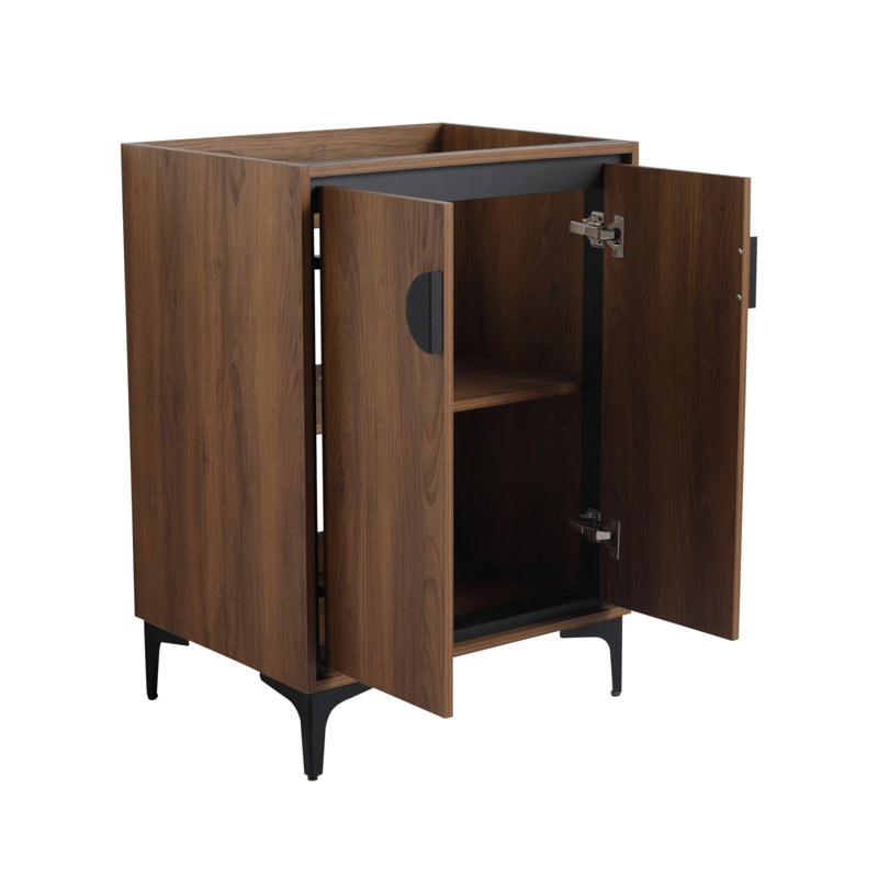 Meuble-lavabo 24 po sans lavabo supérieur, armoire de rangement moderne avec 2 portes à fermeture douce, meuble-lavabo simple