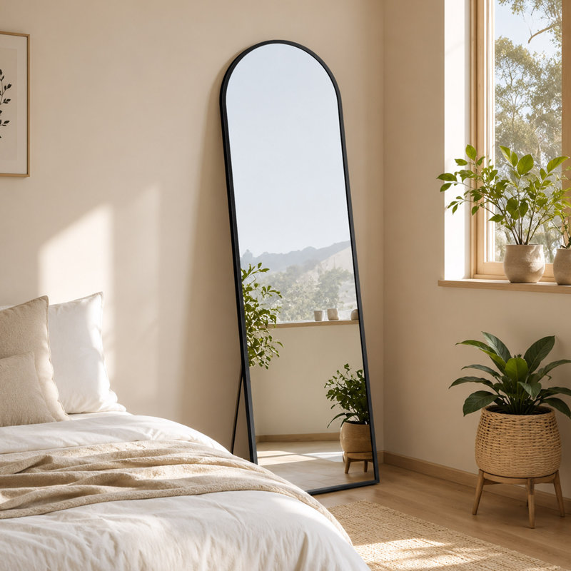 Miroir arqué pleine longueur 56 po, support et cadre en aluminium
