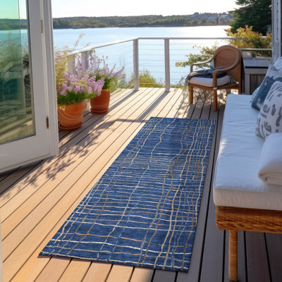 Calista Blue Washable Indoor-Outdoor Rug - 