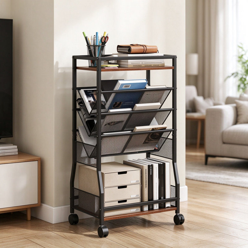 Rolling Utility Cart, Mobile File Organizer with Wheels & Brakes