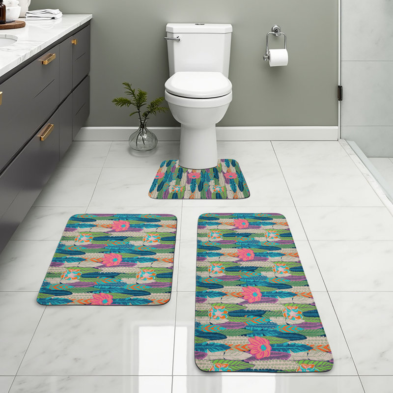 Multicolore ensemble de tapis en forme de U et rectangulaires Cactus
