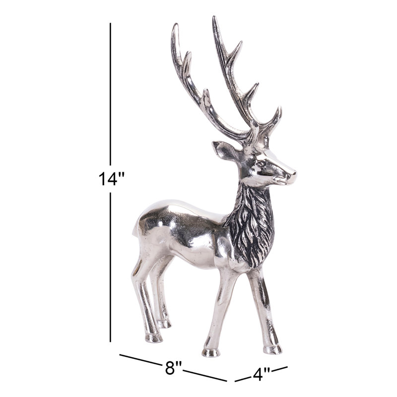 Etched Aluminum Deer Statue, 17.5" H x 4.5" W x 10.5" D
