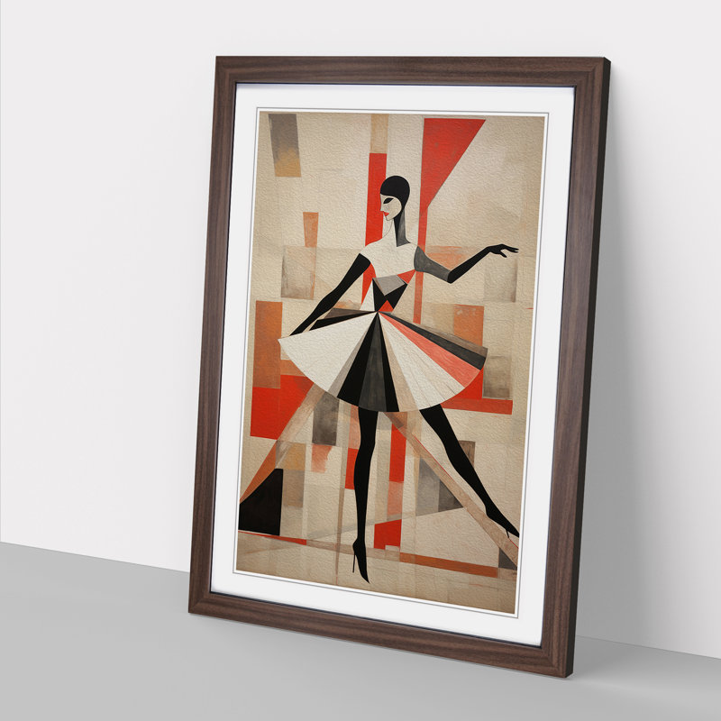 Ballet Dancer Constructivism No.3 - Single Picture Frame Print on Wood, 46cm H x 34cm W x 2cm D, Walnut
