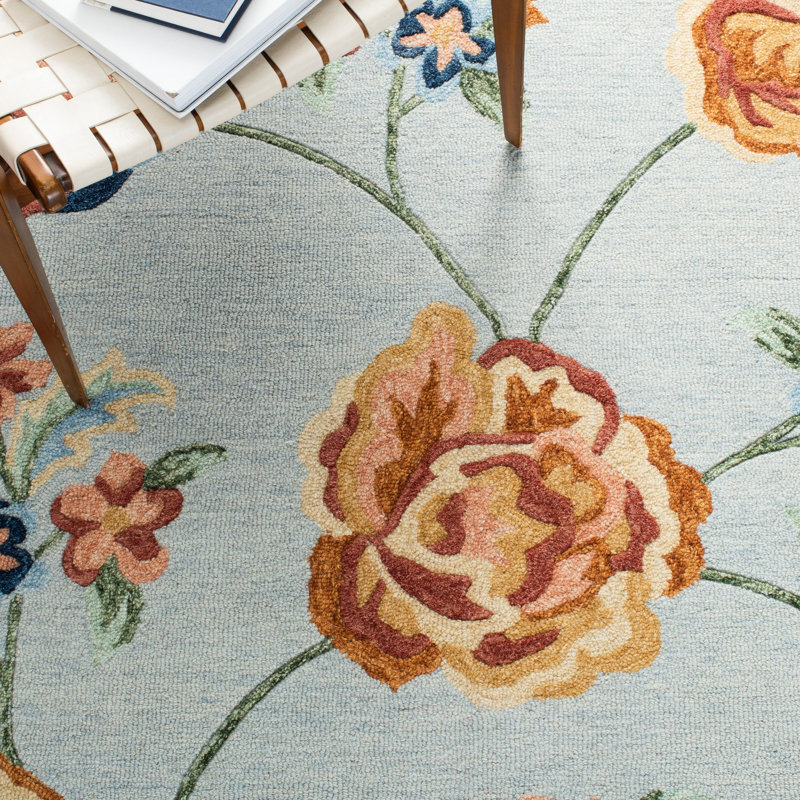 Metro Hand Tufted Wool And Cotton With Latex Floral Rug, Round 6'