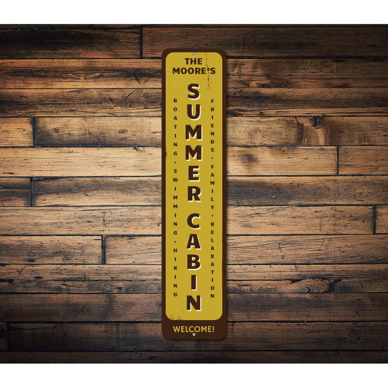 Plaque en aluminium Summer Cabin, H 4 po x l 18 po x P 0,04 po