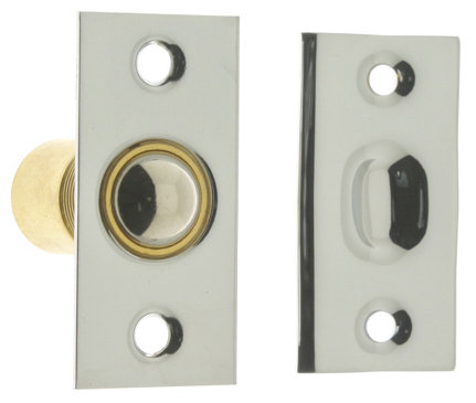 Solid Brass Narrow Square Roller Ball Catch, Polished Chrome