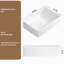 Lavabo-vasque rectangulaire en porcelaine blanche au-dessus du comptoir