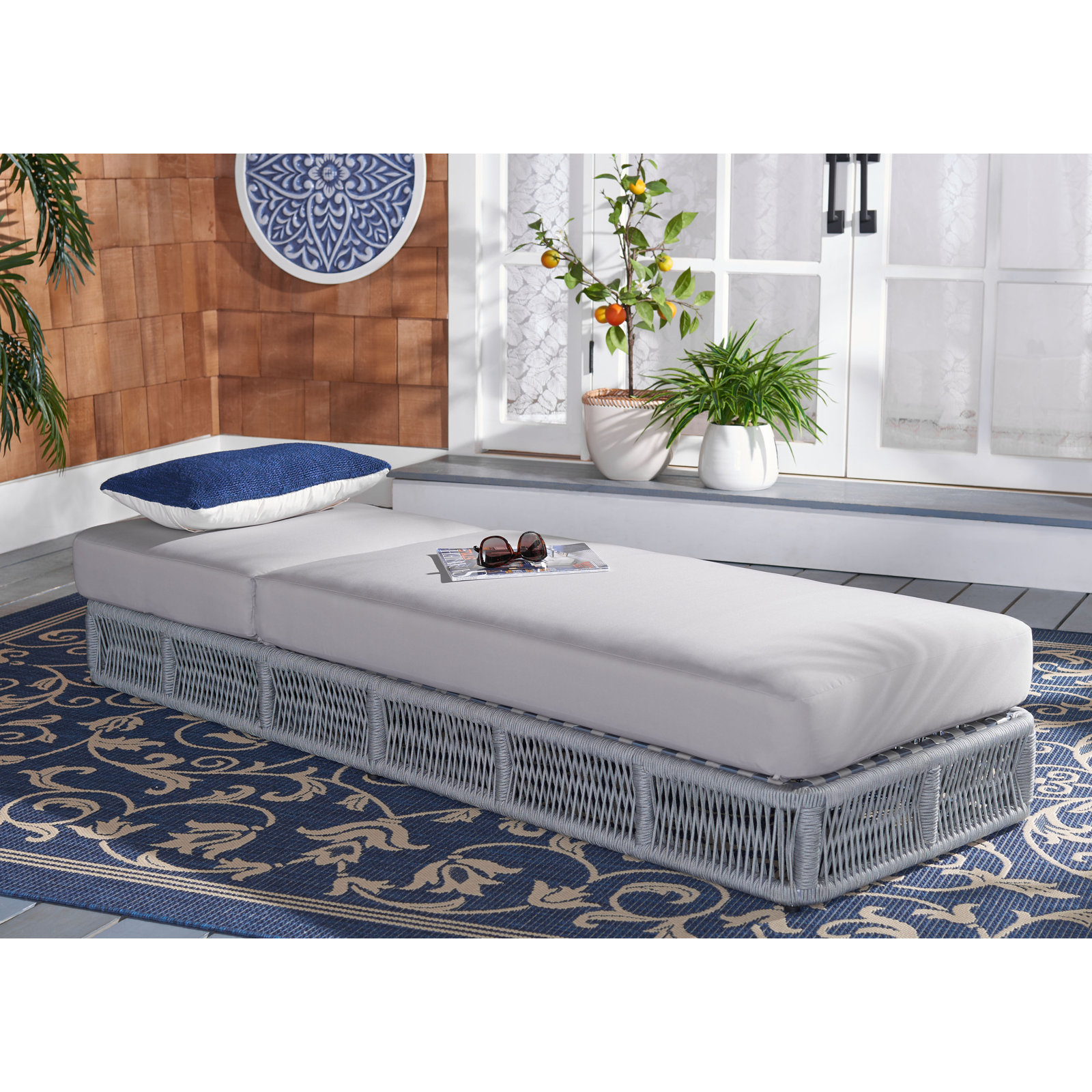 Langley 25" Patio Chaise Lounge, Gray Frame/Gray Cushion