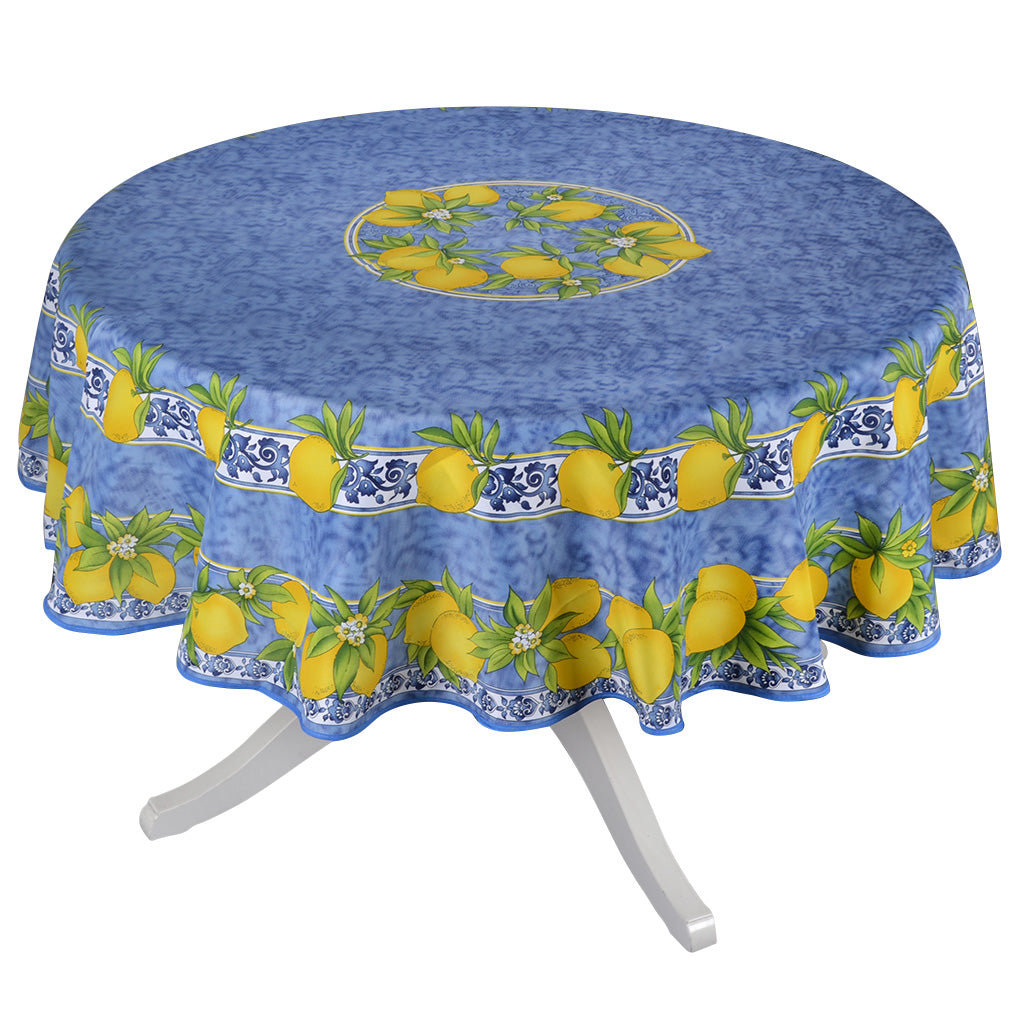 Citrus Blue French Provencal Polyester Tablecloth - 70" Round Bay Isle Home™