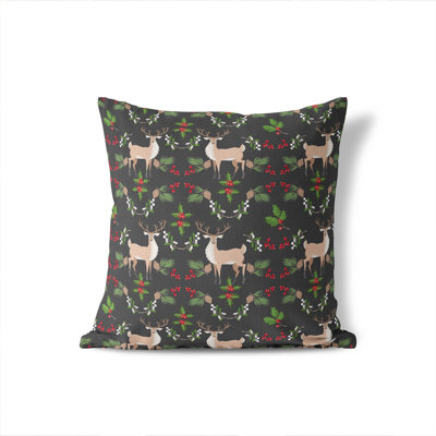 Botanical Deer Seasonal Throw Pillow