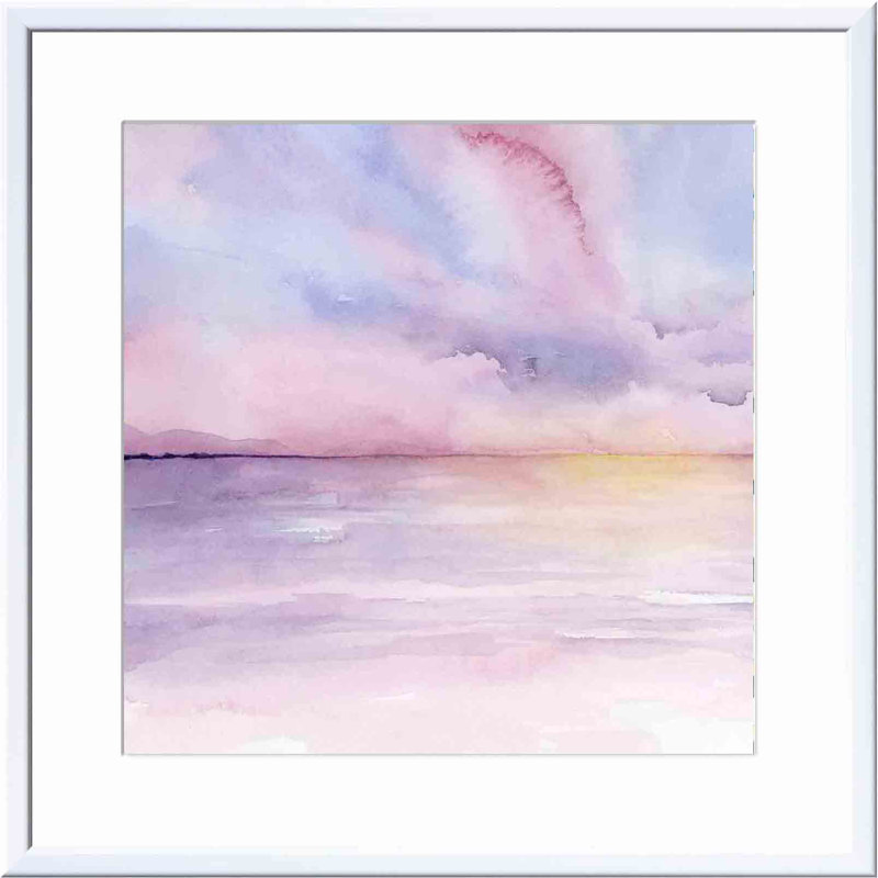 «Pale Sunset I» par Grace Popp - peinture encadrée, H 16,09 po x l 16,09 po x P 1,1 po, Blanc