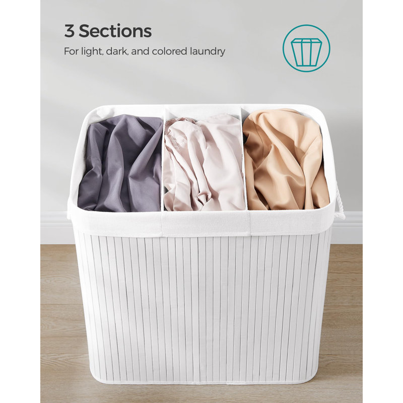 Laundry Hamper with Handles, White