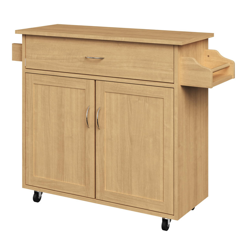 Kitchen Island With Spice Rack And Storage Cabinet - Rolling Cart With Drawers To Use As Coffee Bar, Microwave Stand, Or Storage